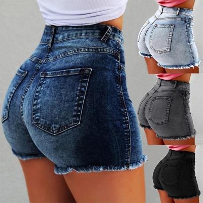 China Anti-Wrinkle New Fashion Lift Up Jean Shorts Women Spandex Summer 2021 High Waist Slim Skinny Shorts for sale