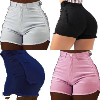 China Breathable Solid ColorTassel Slim High Waist Shorts Jean Shorts Fashionable Women Denim With Pattern for sale