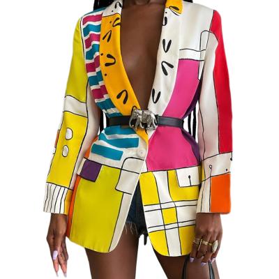 China Anti-wrinkle winter autumn fashion long sleeved printed colorful jackets and coats 2021 women for sale