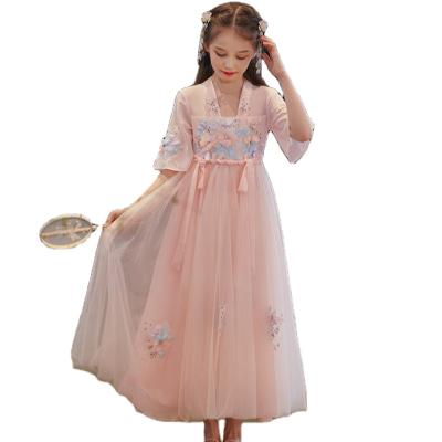 China 2022 Anti-wrinkle Chinese style kids girl dress kids clothes bridesmaids to dress summer custom wholesale big kids for sale