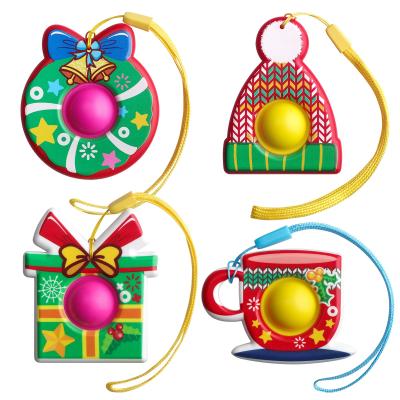 China Stirring Toy Packs 4Pcs Christmas Pushing Person Toys Sets Mini Customized Support Bubble Toy Packs For Kids Stress Reliever Toys for sale