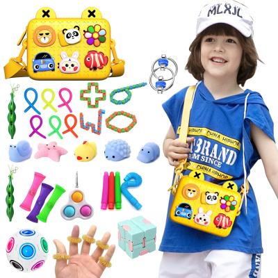 China Yellow Bag Toy Packs Stress Reliever Toys Pushing Toy Packs Dimple Fidget Toys Set Mini Simple Bubble Pop-Snap Wholesale for sale