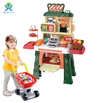 China Preschool Kids Toys Set 29Pcs Role Play Toys Mini Play House Toys Shopping Games Table Set Pretend Play Supermarket Toy For Kids for sale