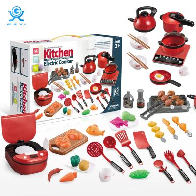 China Preschool kids toys set hot sale toys manufacture supplier electric cooker kitchen set toys for kids with led for sale