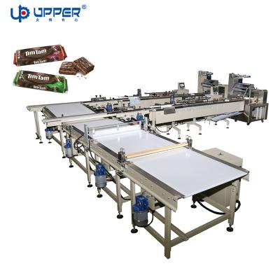 China Automatic Food Cake Packing Machine Chocolate Bar Chocolate Coating Snack Bar Kinder Packing Line for sale