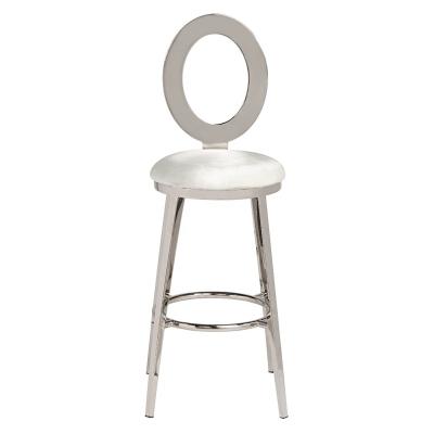 China Modern Modern Event Supplies Wedding Furniture Silver Metal Frame High End White Bar Chair Stool Round Back For Party for sale