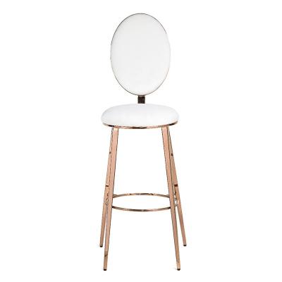 China White Rose Gold Metal Frame High End Modern Furniture Banquet Bar Event Chair Stool White With Round Back Cushion For Wedding for sale