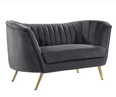 China (Other) Event Decor Furniture Gray Black Velvet Flared Arm Loveseat Adjustable Modern Living Room Sofa For Party Wedding for sale