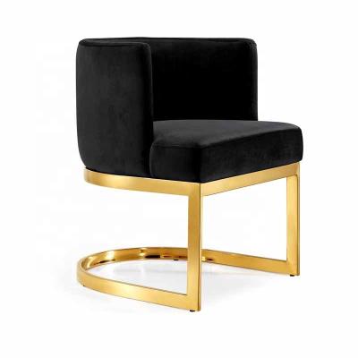 China Modern Stylish Event Furniture Metal Leg Black Velvet Fabric Upholstered Cushion Metal Lounge Dining Chair For Party Rental for sale