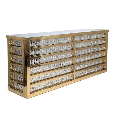 China Modern Modern Luxury Event Rental Furniture Mirrored Metal Stainless Steel Frame Gold Silver Bar Counter for sale