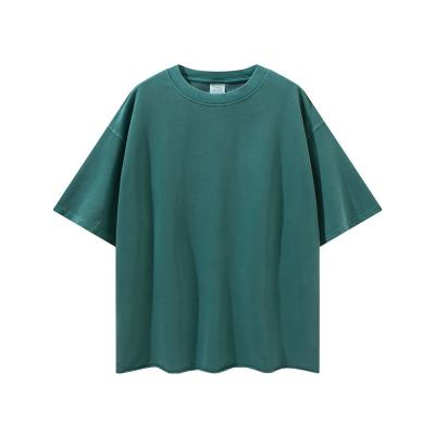 China Hot-selling men's drop shoulder half-sleeve solid color breathable oversized t-shirt simple and fashionable accept customization for sale