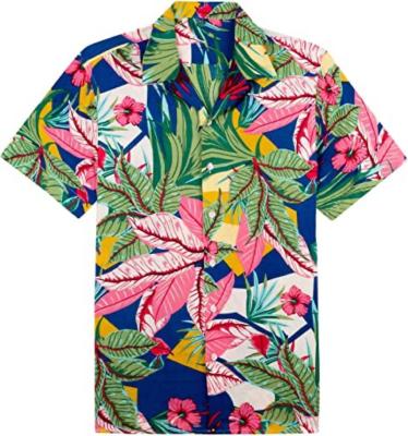 China Leaf Print QUICK DRY Quick Dry Shorts Sheath Hawaiian Shirts For Men Beach Vacation Casual T-shirt for sale