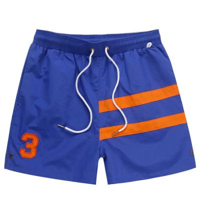 China Breathable Mens Blue Orange Striped Board Shorts With Pockets for sale