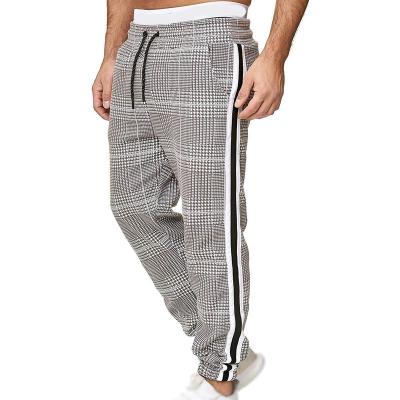 China Breathable Wholesale Mens Plaid Track Pants / Male Elastic Waist Straight Joggers Sweatpants for sale