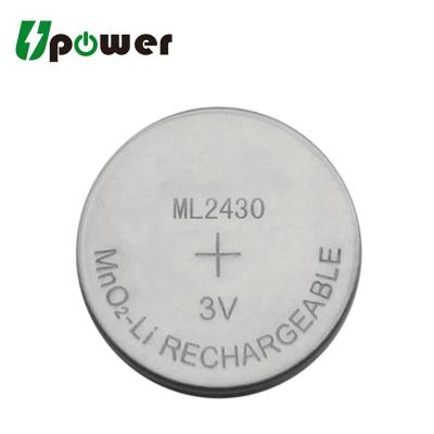 China Hot selling consumer electronics 3V 100mAh ML2430 rechargeable lithium battery button cell coin cell en venta