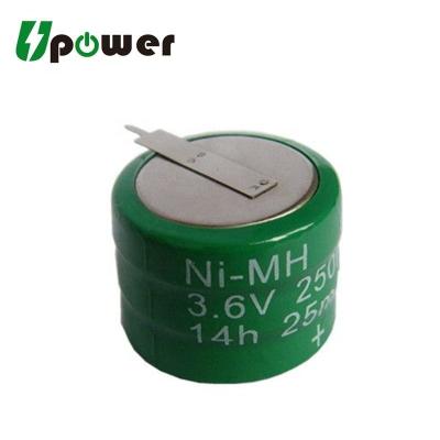 中国 Toys NIMH Rechargeable Battery 3.6V 250mAh NI-MH Battery Pack 250H Button Cell With Solder Pins 販売のため