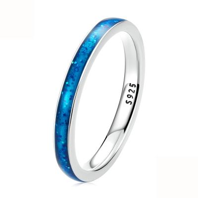 China Fashionable Shinning Blue Silver Ring 925 Sterling Silver Fine Jewelry Enamel Ring Women Dainty Ring for sale