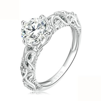 China Silver Zircon Ring Solitaire Ring Platinum Plated Luxury Shining 5A FASHIONABLE Elegant Fine 925 Jewelry For Women for sale