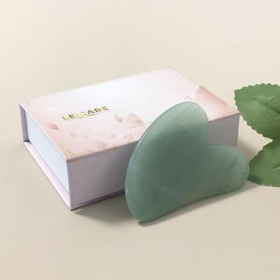 China Custom Logo Jade Gua Sha Stone Green Aventunie Guasha Stone Gua Sha Jade Stone Scraping Face Massager Tool Handheld Private Label for sale