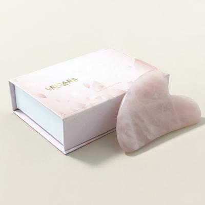 China Gift Box Custom Private Lable Logo Guasha Board Rose Quartz Massage Tool Scraping Stone Rose Quartz Gua Sha Jade Gua Sha for sale