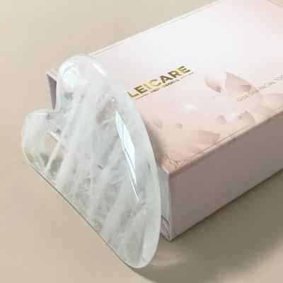 China Custom Logo White Private Label Hand Held Crystal Gua Sha Tool Quartz Guasha Jade Scraping Board Gua Sha Crystal Facial Massager Gift Box for sale