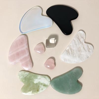 China Custom Logo Opalite Gua Sha Tool Jade Gua Sha Stone Face Scraping Tool Moonstone Guasha Opalite Panel Handheld Stone Facial Massage Tool for sale