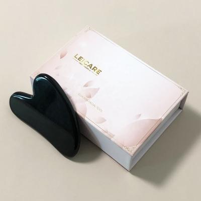 China Handheld Jade Guasha Board Gua Sha Black Obsidian Stone Gua Sha Massage Tool Scratch Kit With Gift Box Package Custom Logo for sale