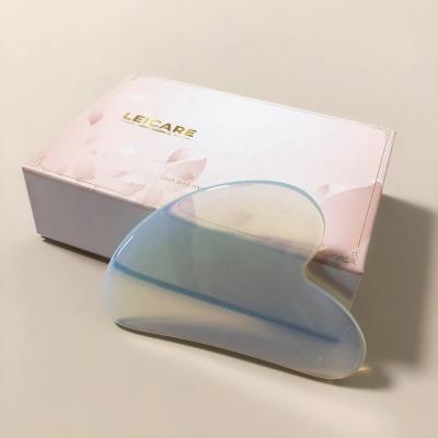 China Hand Held Opalite Gua Sha Face Massager Kit Gift Box Custom Logo Jade Gua Sha Opalite Facial Board Opal Moon Guasha Ston Scraping Tool for sale