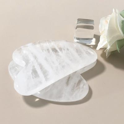 China Crystal Quartz Board Gua Sha Stone Gua Sha Jade Massager Tool With Gift White Scratching Box Custom Logo Handheld Gua Sha Facial Gua Sha for sale