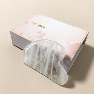 China Handheld White Crystal Quartz Opalite Gua Sha Jade Gua Sha Face Tool Rose Quartz Obsidian Guasha Board Massage Tool With Gift Box for sale