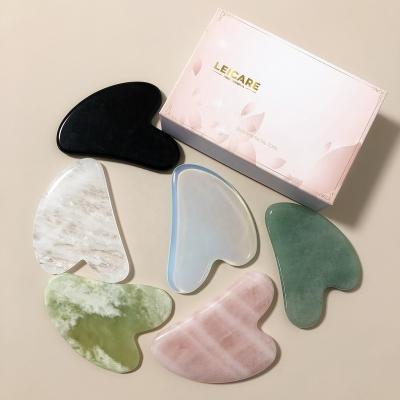 China Hand Held Tool Opalite Opal Guasha Facial Scraping Rose Quartz Black Obsidian Guasha Tip Massage Gua Sha Stone Jade Gua Sha Face Tool for sale