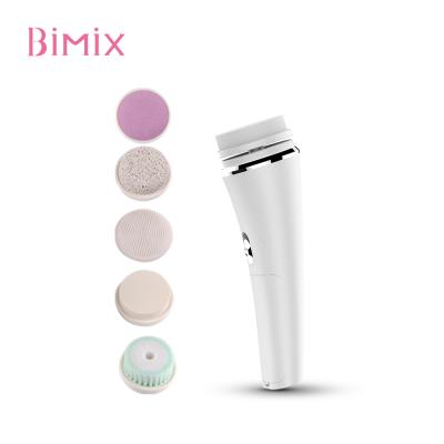 China Body Facial Machine Bimix Brush Face Massager Daily Deep Cleansing Daily Exfoliating Exfoliating Deep Cleansing Brush with 5 Heads for sale