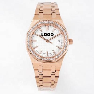 China Luxury mechanical diver women's watch 8F factory 34mm day/date 77351 ETA 5800 movement rose gold brand ladies diamond watch for sale