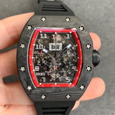 China Factory RM-011 Day/Date KV Chronograph Movement Luxury Carbon Fiber Mechanical Multifunction Skeleton Diver Watch for sale