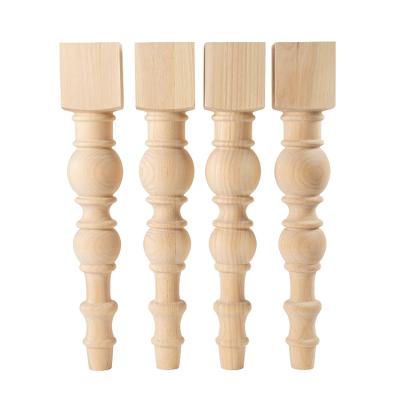 China 4 Piece Traditional Custom Modern Farmhouse Unfinished Wooden Dining Table Legs Turned Legs Furniture Legs for sale