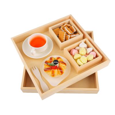 China Hotel Home Restaurant Wholesale Natural Wooden 4 Packs Jewelry Nesting Tray Coffee Table Stackable Tray Decoration for sale