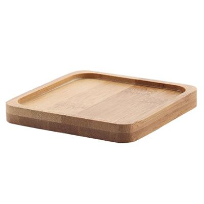 China Home Decor Custom 4 Inch Home Balcony Flower Pot Tray Pot Holder Bamboo Wooden Drainage Tray for sale