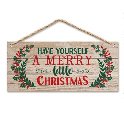 China Wholesale Traditional Rustic Indoor Outdoor Door Home Plaque Christmas Tree Ornaments Hanging Wooden Sign Decor for sale