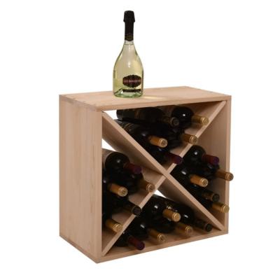 China New Custom Raw Wooden Compact Stored Wine Enthusiast 24 Bottle Cellar Cube Wine Rack for sale