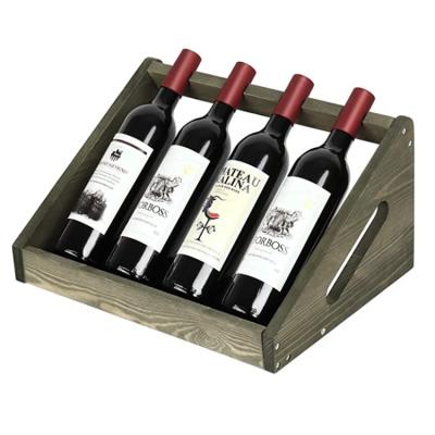 China Minimalist High Quality Gray Wooden Shelf Wine Rack Restaurant Countertop Wine Bottle Rack Storage for sale