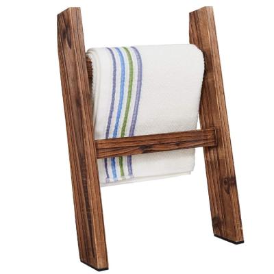 China High Quality Solid Wood Wall Ladder Style Towel Blanket Storage Stocked Leaning Rack for sale