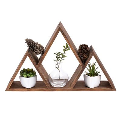 China Wholesale Home Wall Organizer Bookcase Mountain Decor Triangle Storage Floating Shelf for sale