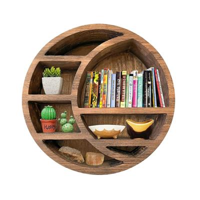 China High Quality Crescent Storage Rack Wall Decor Moon Shape Craft Log Floating Shelf for sale