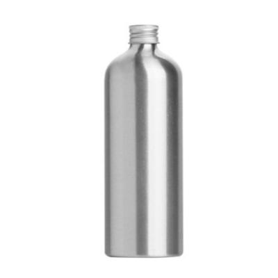 China Cosmetic in liner soft surface color 500ml 1000ml stock silver large volume aluminum bottle for essential oil shampoo container for sale