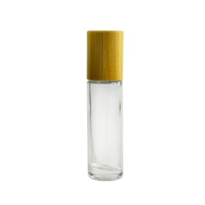 China 5ml / 10ml / 15ml free standing or frosted glass roll on bottle with bamboo cap for sale