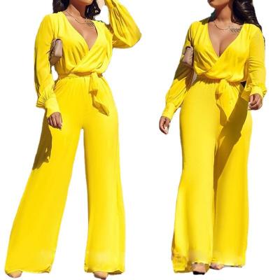 China 2021 summer European and American loose sexy bow fashion overalls new style wide leg pants QUICK-DRY for sale