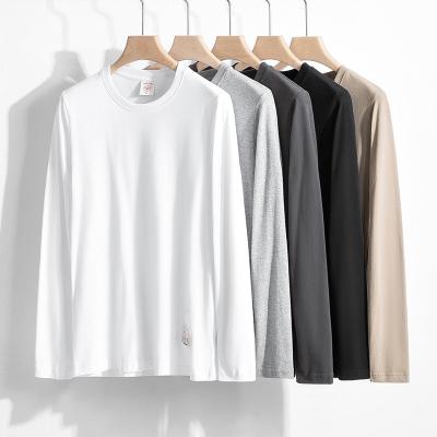 China Others Men's Spring and Autumn T-shirt Solid Color Round Neck Long Sleeve Basing Casual Simple Pure Cotton T-shirt Sanding PS for sale