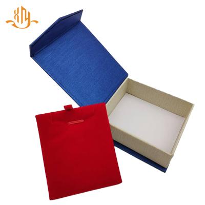 China XIANGYU Fashionable Custom Blue Velvet Cardboard Jewelry Necklace Pendant Packaging Gift Box for sale