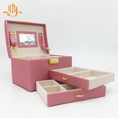 China XIANGYU Wholesale Custom Luxury Large Travel Storage Jewelry Box Leather Organizer for sale