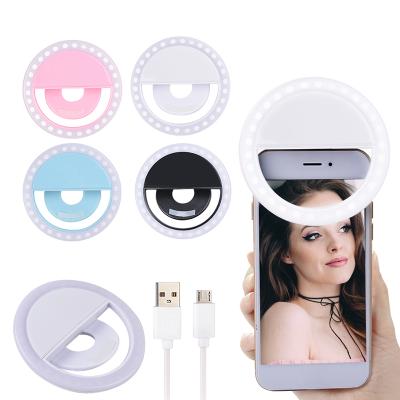 China Portable Rechargeable Selfie Ring Light In Stock Customized Logo Rechargeable LED Ring Fill Lights for Mobile Phone for sale